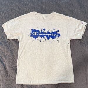 Champion Men's Heather Gray Tee with Blue Graphic